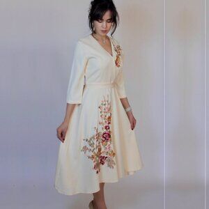 Elegant Cream Floral Dress